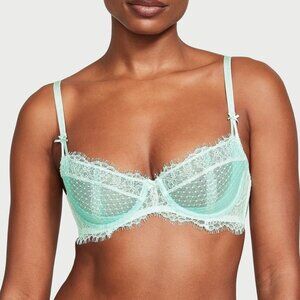 38DDD Victoria Secret Dream Angels Unlined Push Up w/o padding Bra Aqua Blue Whi